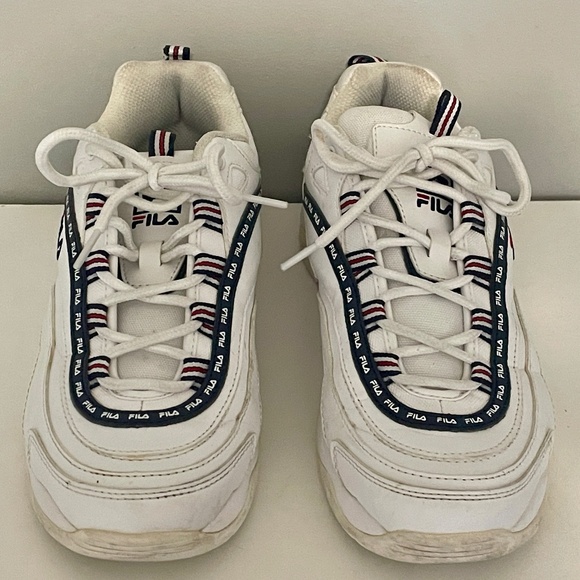 Fila White Chunky Sneakers – Retro Tape Logo – Size 9 - Picture 1 of 4